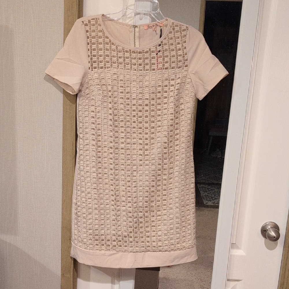 Short Lace Knit Mini Dress in Cream - Women's